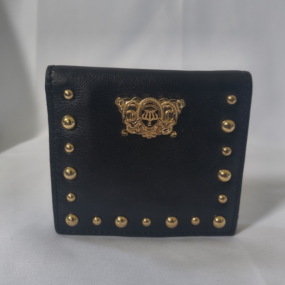 Y2K Juicy Couture Genuine Black Leather Wallet with Gold Studs - Picture 4 of 8